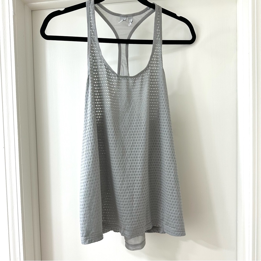 Z by Zella Silver Gray Mesh Racerback Tank Top, Size Extra Large